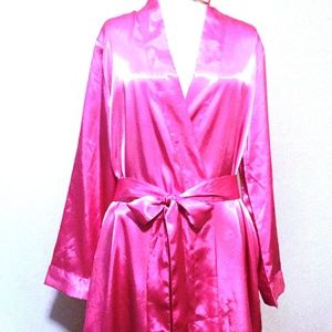Short Sexy Hot Pink Silky Short Robe Barbie Core Honeymoon Travel X-Small NWOT